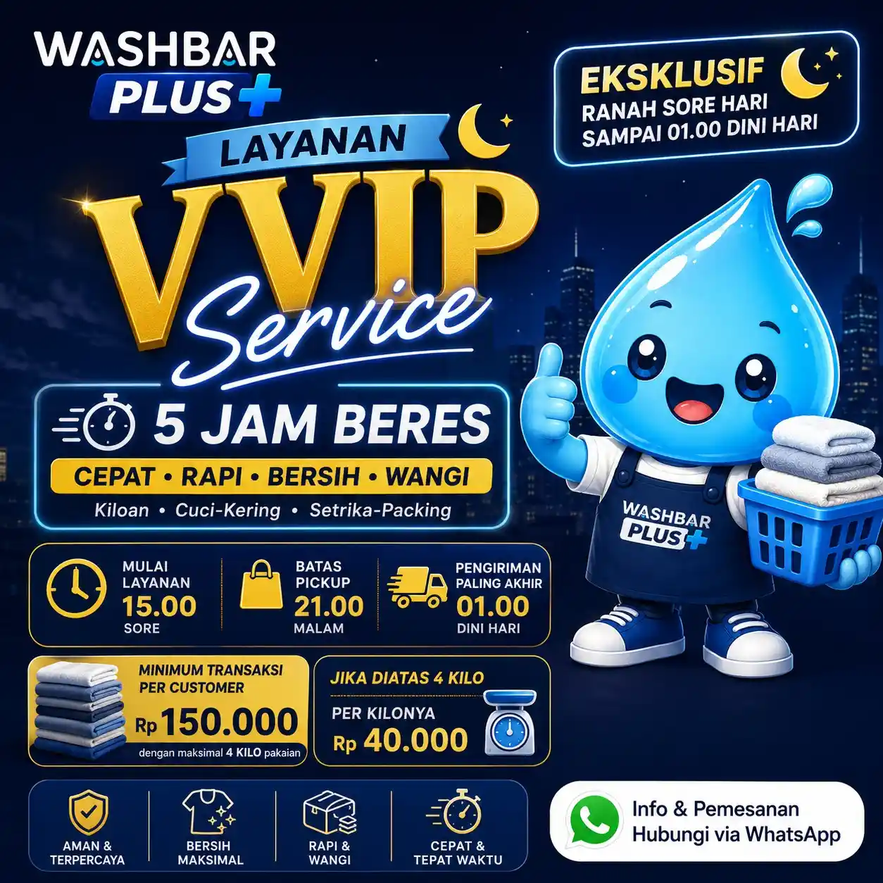 Washbar Plus VVIP 5 Jam Selesai